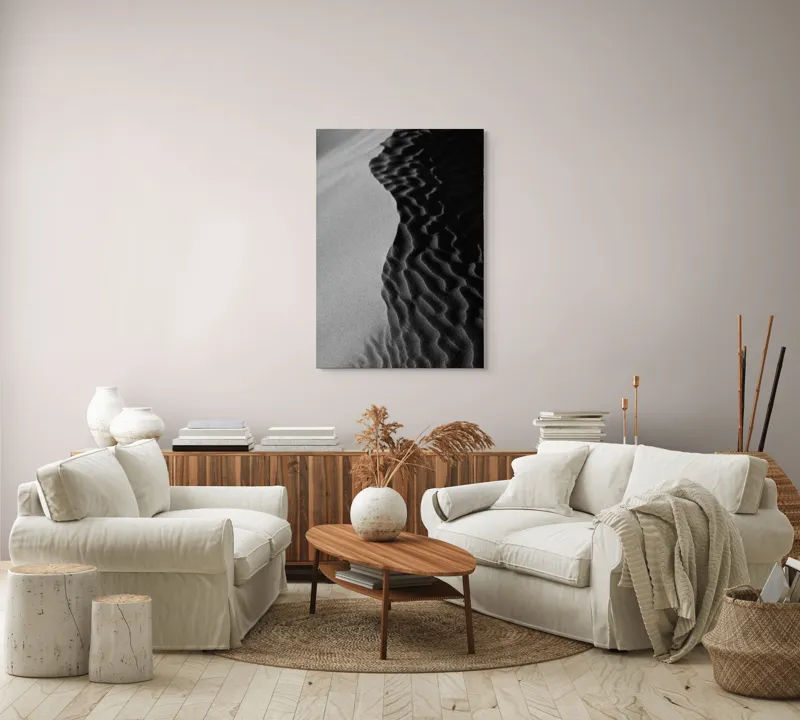 Tablou Canvas, "Lumini și umbre pe dunele desertului", Ondulare, Textură, Contrast, Dune, Umbră, Nisip, Lumină, Forme, Naturalețe, Sinuozitate, 70 x 100 cm – poza 4