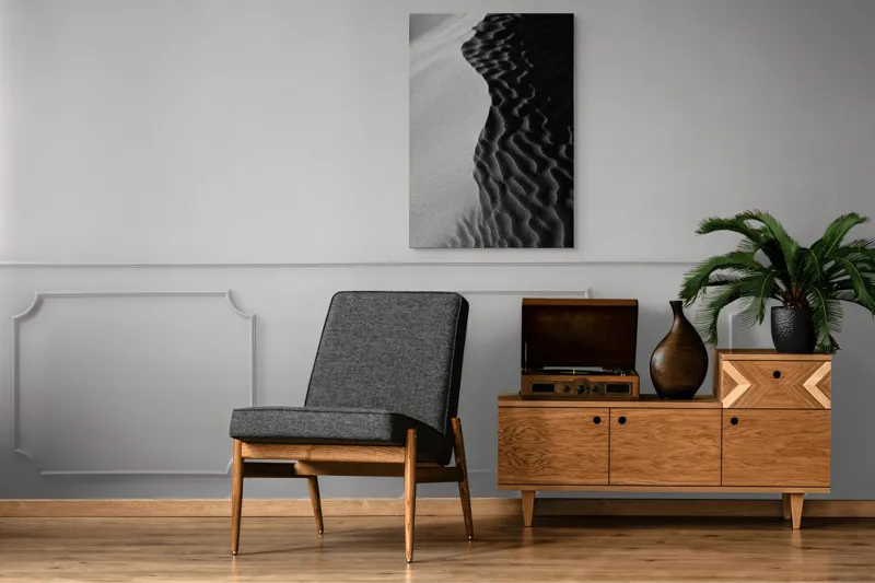 Tablou Canvas, "Lumini și umbre pe dunele desertului", Ondulare, Textură, Contrast, Dune, Umbră, Nisip, Lumină, Forme, Naturalețe, Sinuozitate, 70 x 100 cm – poza 6