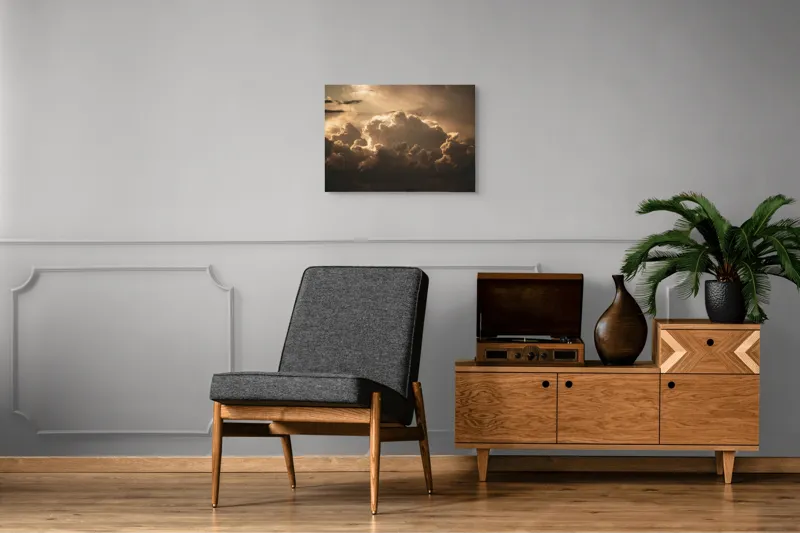 Tablou Canvas, "Nori plutind la apusul soarelui", Nori, Apus, Lumină, Dramatic, Cer, Umbre, Spectacol, Natură, 70 x 50 cm – poza 4