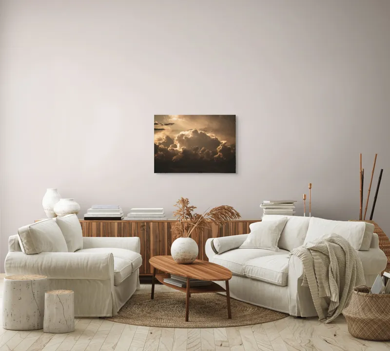 Tablou Canvas, "Nori plutind la apusul soarelui", Nori, Apus, Lumină, Dramatic, Cer, Umbre, Spectacol, Natură, 70 x 50 cm – poza 6