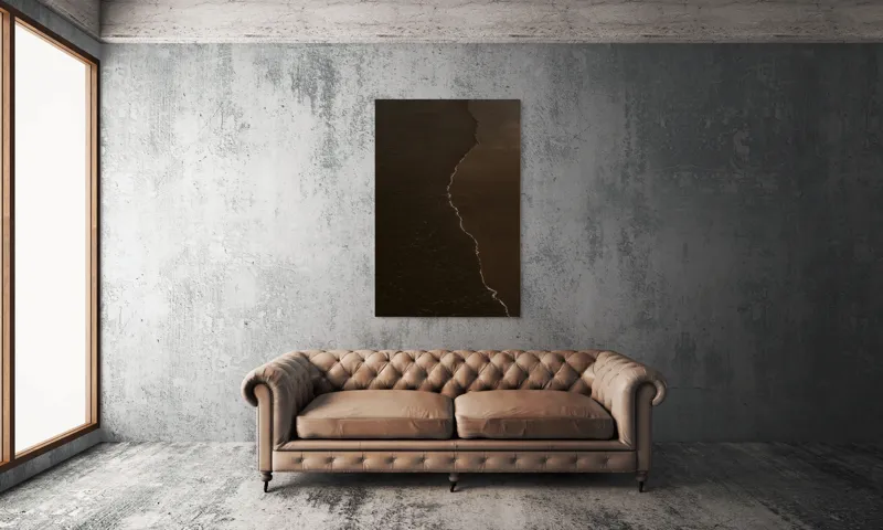 Tablou Canvas, "Întunericul mării sub clar de lună", Valuri, Nisip, Apus, Linie, Contrast, Calm, Reculegere, Natura, Granita, Reflexie, 100 x 150 cm – poza 6