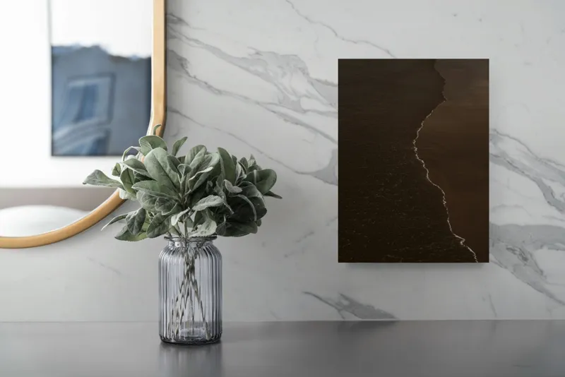 Tablou Canvas, "Întunericul mării sub clar de lună", Valuri, Nisip, Apus, Linie, Contrast, Calm, Reculegere, Natura, Granita, Reflexie, 26 x 39 cm – poza 4