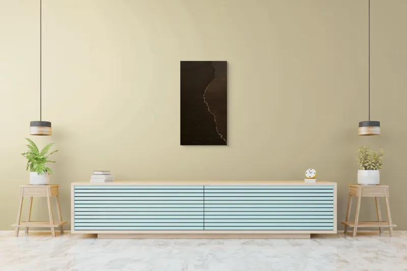 Tablou Canvas, "Întunericul mării sub clar de lună", Valuri, Nisip, Apus, Linie, Contrast, Calm, Reculegere, Natura, Granita, Reflexie, 50 x 90 cm – poza 6