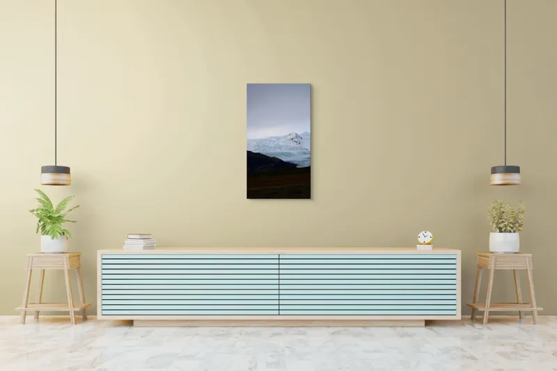 Tablou Canvas, "Misterul ghețarului sub cer înnorat", Nor, Munte, Zăpadă, Gheață, Cer, Peisaj, Întunecat, 50 x 90 cm – poza 6