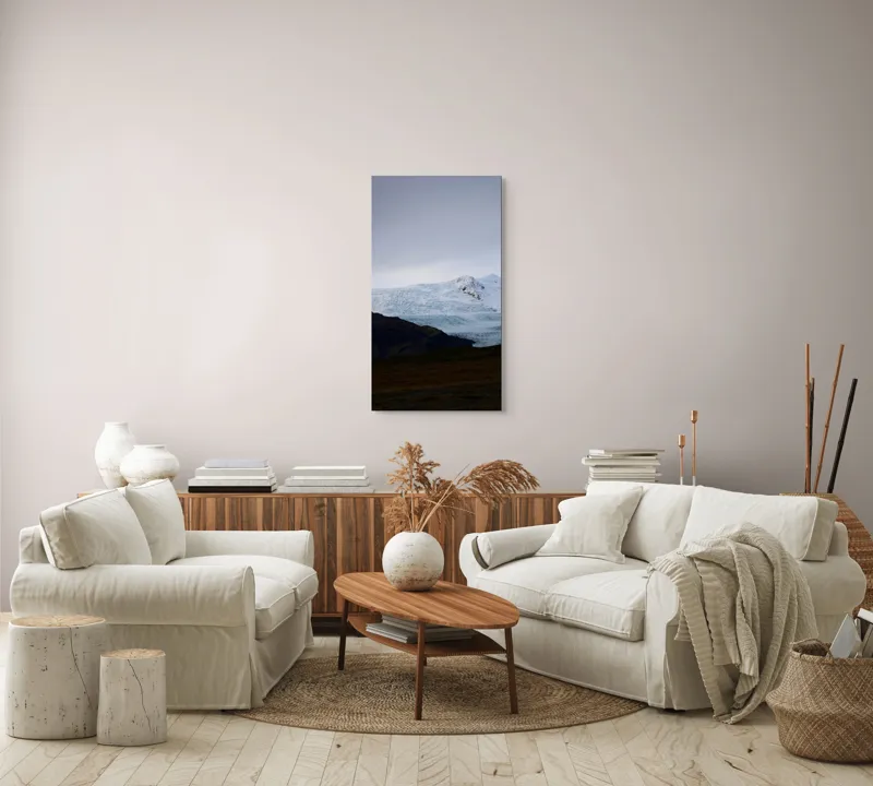 Tablou Canvas, "Misterul ghețarului sub cer înnorat", Nor, Munte, Zăpadă, Gheață, Cer, Peisaj, Întunecat, 50 x 90 cm – poza 7