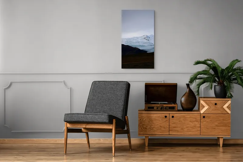 Tablou Canvas, "Misterul ghețarului sub cer înnorat", Nor, Munte, Zăpadă, Gheață, Cer, Peisaj, Întunecat, 50 x 90 cm – poza 8