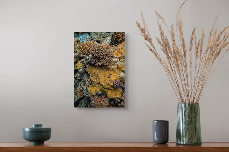Tablou Canvas, "Bazar de corali subacvatici colorat", Colorat, Texturat, Marin, Corali, Biodiversitate, Oceanic, Vibrant, Natural, Vie, Ecosistem., 26 x 39 cm – poza 5