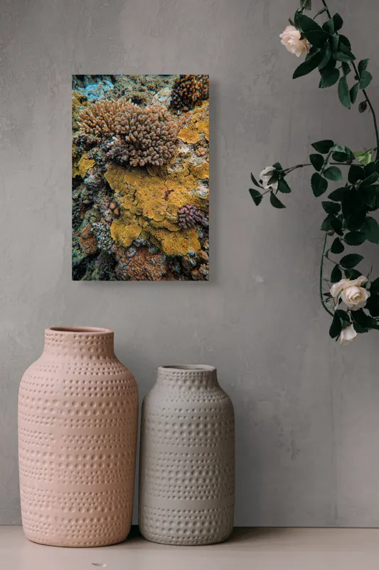 Tablou Canvas, "Bazar de corali subacvatici colorat", Colorat, Texturat, Marin, Corali, Biodiversitate, Oceanic, Vibrant, Natural, Vie, Ecosistem., 26 x 39 cm – poza 6