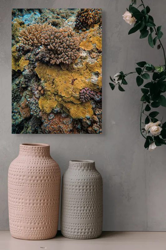 Tablou Canvas, "Bazar de corali subacvatici colorat", Colorat, Texturat, Marin, Corali, Biodiversitate, Oceanic, Vibrant, Natural, Vie, Ecosistem., 39 x 54 cm – poza 6