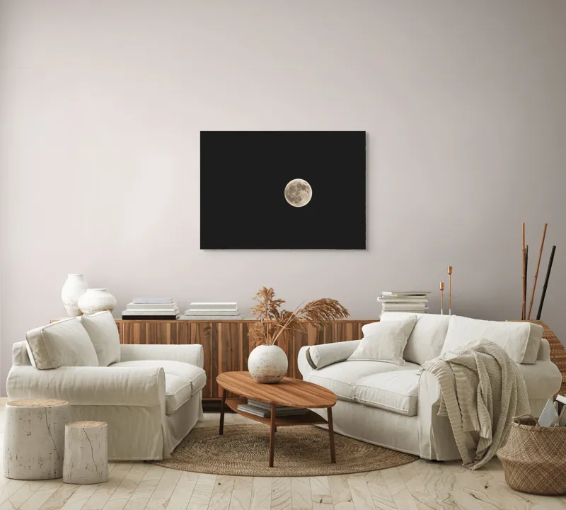 Tablou Canvas, "Luna plină în noapte liniștită", Lună, Noapte, Cer, Astronomie, Misterios, 100 x 70 cm – poza 3