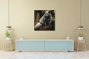 Tablou Canvas, "Vulpea argintie în adăpostul pădurii", 100 x 100 cm – poza 5