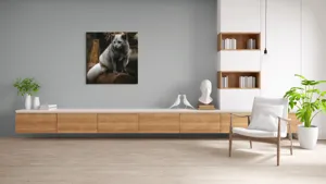 Tablou Canvas, "Vulpea argintie în adăpostul pădurii", 100 x 100 cm – poza 8