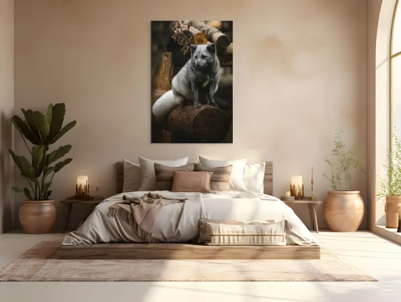 Tablou Canvas, "Vulpea argintie în adăpostul pădurii", 100 x 150 cm – poza 3