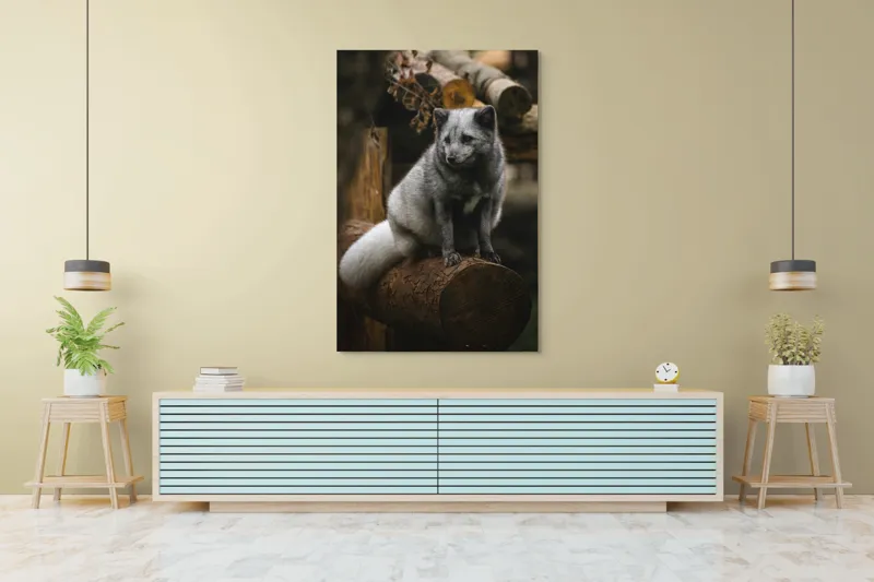 Tablou Canvas, "Vulpea argintie în adăpostul pădurii", 100 x 150 cm – poza 4