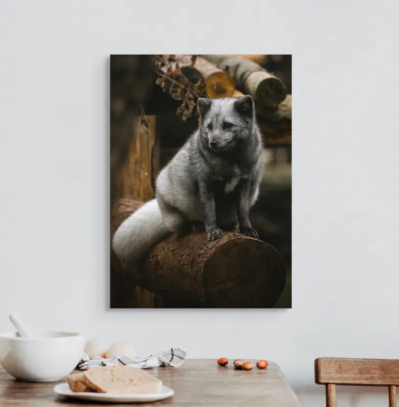 Tablou Canvas, "Vulpea argintie în adăpostul pădurii", 50 x 70 cm – poza 3