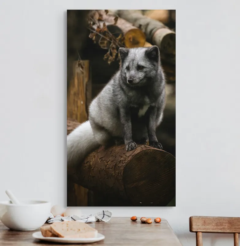 Tablou Canvas, "Vulpea argintie în adăpostul pădurii", 50 x 90 cm – poza 3