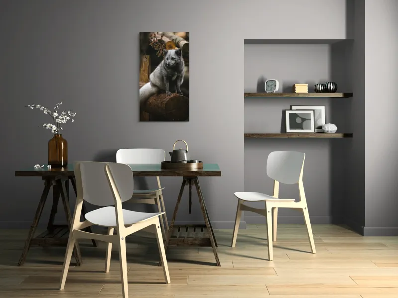 Tablou Canvas, "Vulpea argintie în adăpostul pădurii", 50 x 90 cm – poza 4
