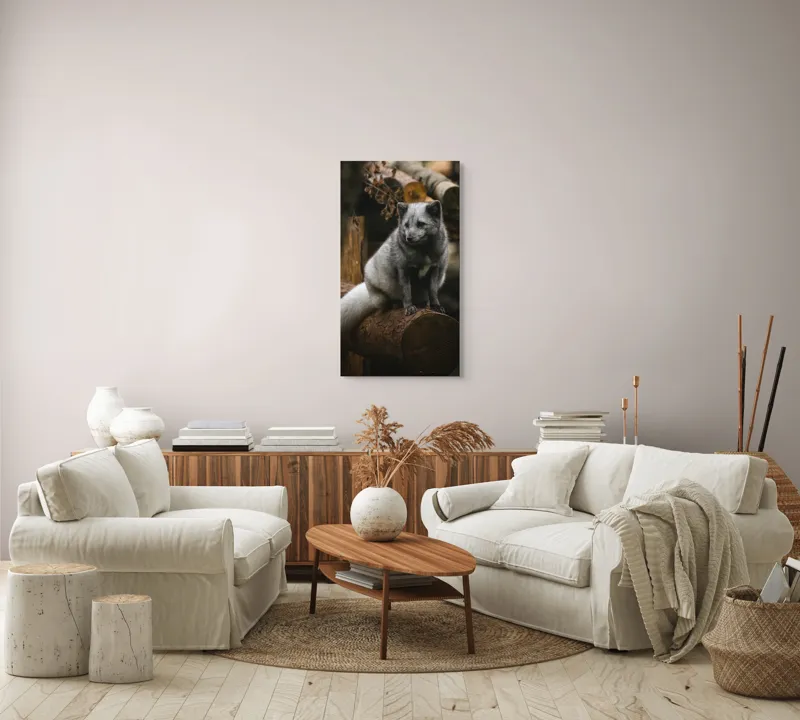 Tablou Canvas, "Vulpea argintie în adăpostul pădurii", 50 x 90 cm – poza 7