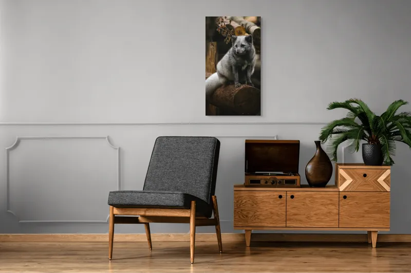 Tablou Canvas, "Vulpea argintie în adăpostul pădurii", 50 x 90 cm – poza 8
