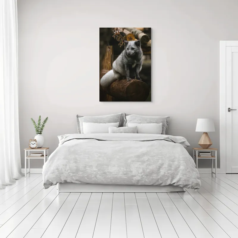 Tablou Canvas, "Vulpea argintie în adăpostul pădurii", 70 x 100 cm – poza 3