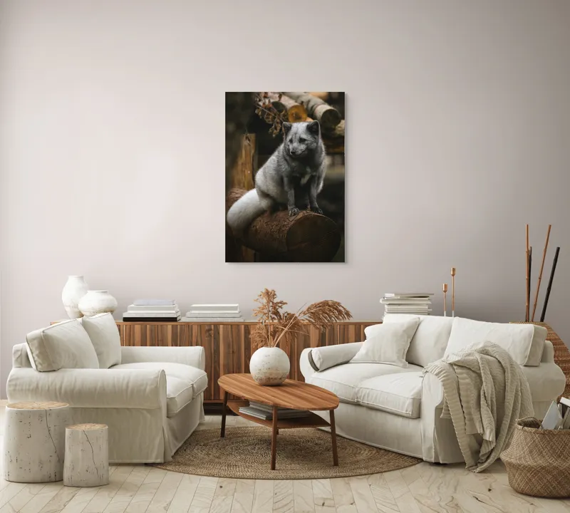 Tablou Canvas, "Vulpea argintie în adăpostul pădurii", 70 x 100 cm – poza 4