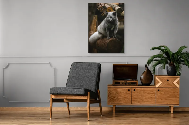 Tablou Canvas, "Vulpea argintie în adăpostul pădurii", 70 x 100 cm – poza 6
