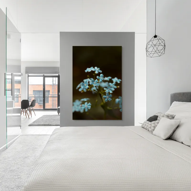 Tablou Canvas, "Florile delicate ale uitării spre cer", Flori, Albastre, Delicate, Naturale, Frumusețe, Simplitate, Vegetație, 100 x 150 cm – poza 5