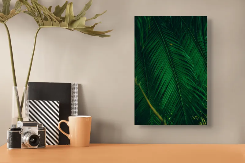 Tablou Canvas, "Frunzele verzi ale naturii tropicale", Frunze, Verzi, Tropicale, Întunecate, Texturate, Naturale, Bogate, 26 x 39 cm – poza 3
