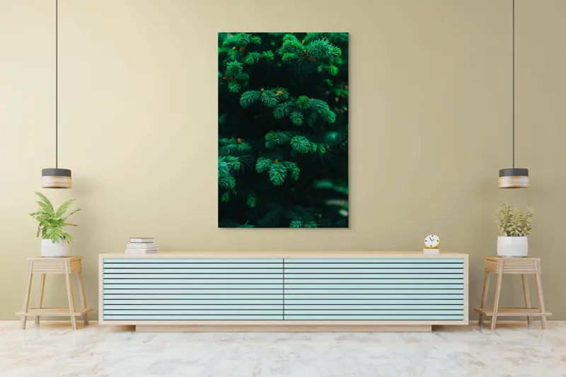 Tablou Canvas, "Splendoarea verde a copacilor de brad", Verde, Frunze, Conifere, Vegetație, Natural, Textură, Densitate, Prospețime, Pădure, Calm, 100 x 150 cm – poza 4