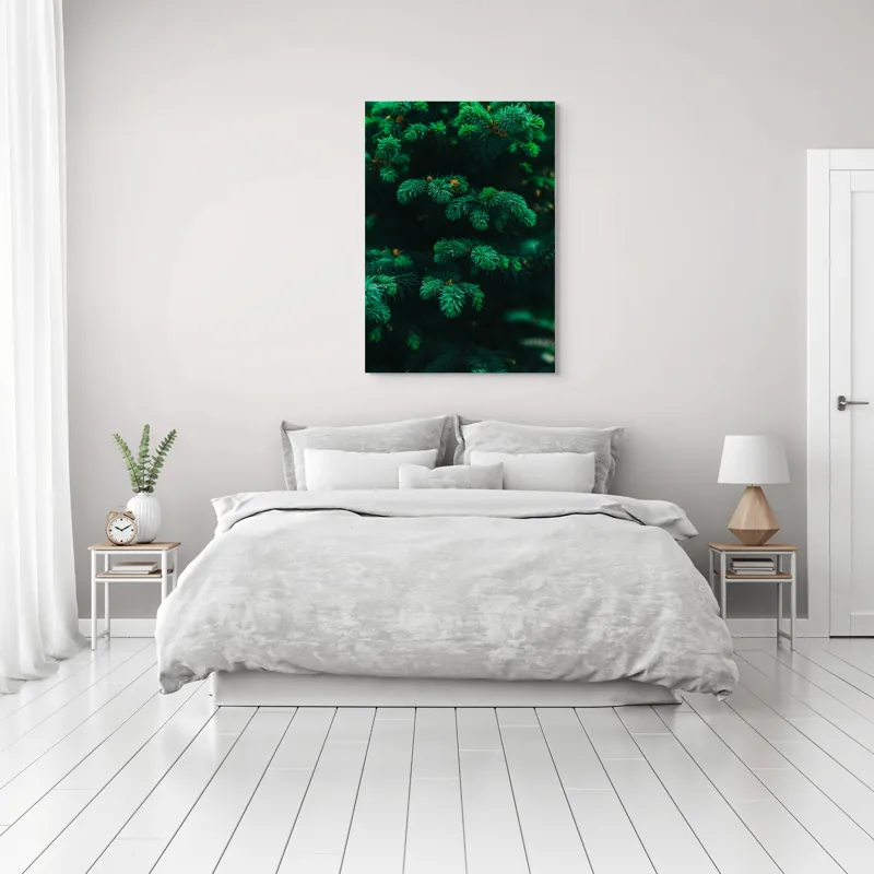Tablou Canvas, "Splendoarea verde a copacilor de brad", Verde, Frunze, Conifere, Vegetație, Natural, Textură, Densitate, Prospețime, Pădure, Calm, 70 x 100 cm – poza 3