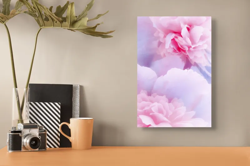 Tablou Canvas, "Rochii din petale diafane roz", Delicat, Pastel, Petalele, Roz, Flori, Romantice, Seninătate, Fragilitate, Naturalețe, Blândețe, 26 x 39 cm – poza 3