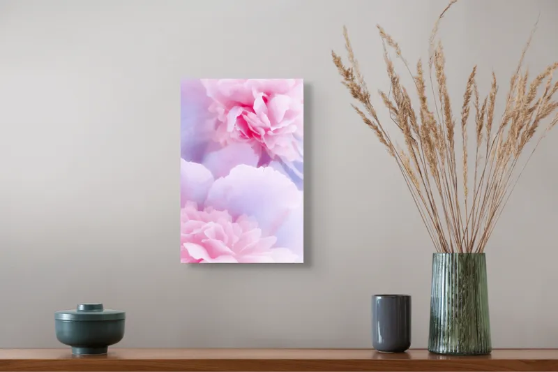 Tablou Canvas, "Rochii din petale diafane roz", Delicat, Pastel, Petalele, Roz, Flori, Romantice, Seninătate, Fragilitate, Naturalețe, Blândețe, 26 x 39 cm – poza 5