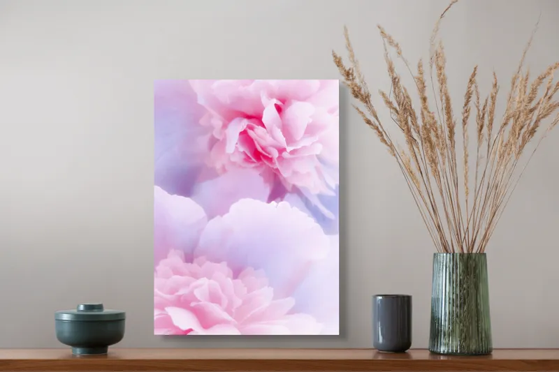 Tablou Canvas, "Rochii din petale diafane roz", Delicat, Pastel, Petalele, Roz, Flori, Romantice, Seninătate, Fragilitate, Naturalețe, Blândețe, 39 x 54 cm – poza 3