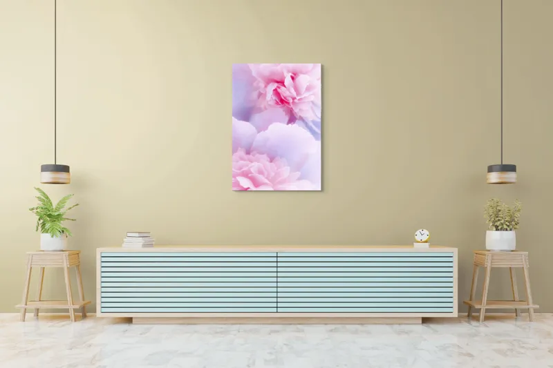 Tablou Canvas, "Rochii din petale diafane roz", Delicat, Pastel, Petalele, Roz, Flori, Romantice, Seninătate, Fragilitate, Naturalețe, Blândețe, 70 x 100 cm – poza 5
