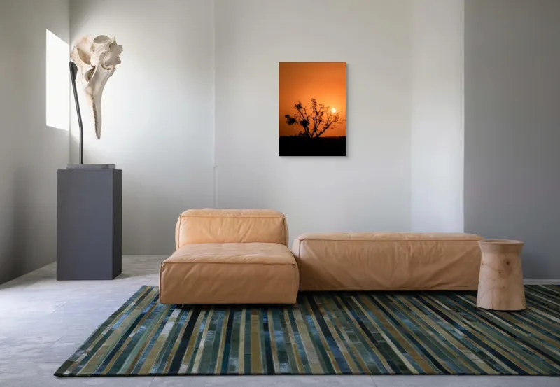 Tablou Canvas, "Apus de soare printre crengi uscate", Apus, Siluetă, Copac, Cer, Portocaliu, Natură, Contrast, Lumină, Ramuri, Silențiu., 50 x 70 cm – poza 7