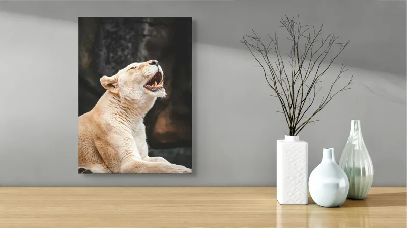 Tablou Canvas, "Leoaica răsunând în amurgul savanei", Nu pot spune cine sau ce este în imagine., 39 x 54 cm – poza 4