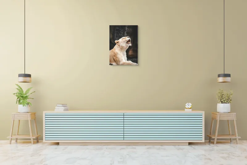 Tablou Canvas, "Leoaica răsunând în amurgul savanei", 50 x 70 cm – poza 6