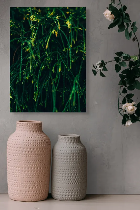Tablou Canvas, "Frumusețea verde a naturii ascunse", Verde, Ramuri, Textura, Natura, Frunze, Misterios, Intunecat, Vegetatie, Detalii, Contrast, 39 x 54 cm – poza 6