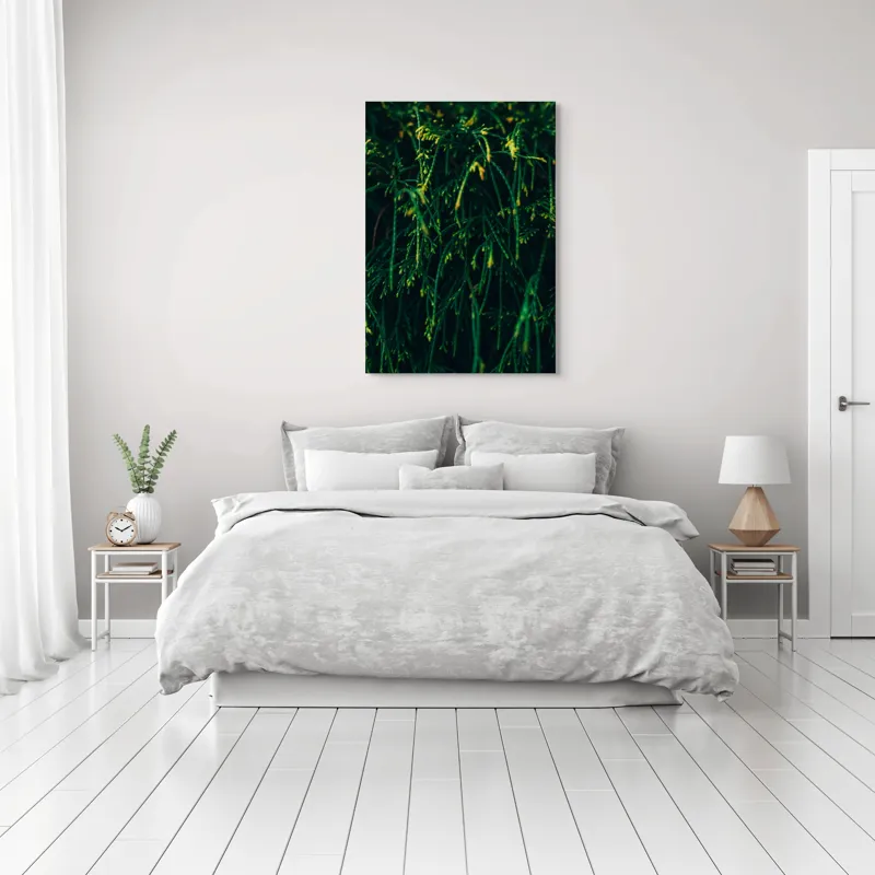 Tablou Canvas, "Frumusețea verde a naturii ascunse", Verde, Ramuri, Textura, Natura, Frunze, Misterios, Intunecat, Vegetatie, Detalii, Contrast, 70 x 100 cm – poza 3