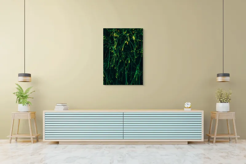 Tablou Canvas, "Frumusețea verde a naturii ascunse", Verde, Ramuri, Textura, Natura, Frunze, Misterios, Intunecat, Vegetatie, Detalii, Contrast, 70 x 100 cm – poza 5