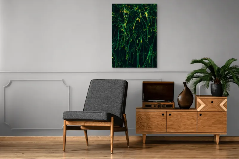 Tablou Canvas, "Frumusețea verde a naturii ascunse", Verde, Ramuri, Textura, Natura, Frunze, Misterios, Intunecat, Vegetatie, Detalii, Contrast, 70 x 100 cm – poza 6