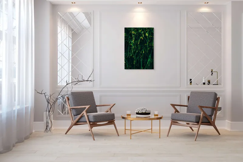 Tablou Canvas, "Frumusețea verde a naturii ascunse", Verde, Ramuri, Textura, Natura, Frunze, Misterios, Intunecat, Vegetatie, Detalii, Contrast, 70 x 100 cm – poza 8