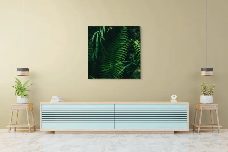 Tablou Canvas, "Frumusețea secretă a pădurii verzi", Frunze, Verde, Natură, Umbre, Pădure, Tropical, Proaspăt, Liniște, Abundență, Textură, 100 x 100 cm – poza 5