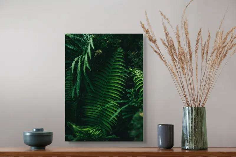 Tablou Canvas, "Frumusețea secretă a pădurii verzi", Frunze, Verde, Natură, Umbre, Pădure, Tropical, Proaspăt, Liniște, Abundență, Textură, 39 x 54 cm – poza 3