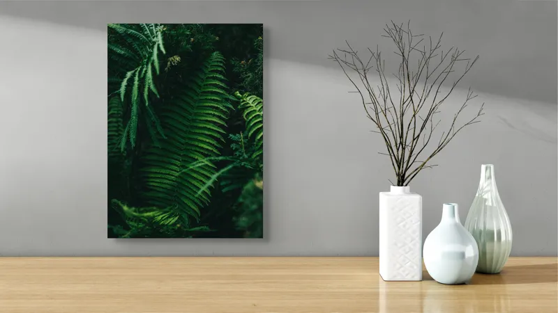Tablou Canvas, "Frumusețea secretă a pădurii verzi", Frunze, Verde, Natură, Umbre, Pădure, Tropical, Proaspăt, Liniște, Abundență, Textură, 39 x 54 cm – poza 4