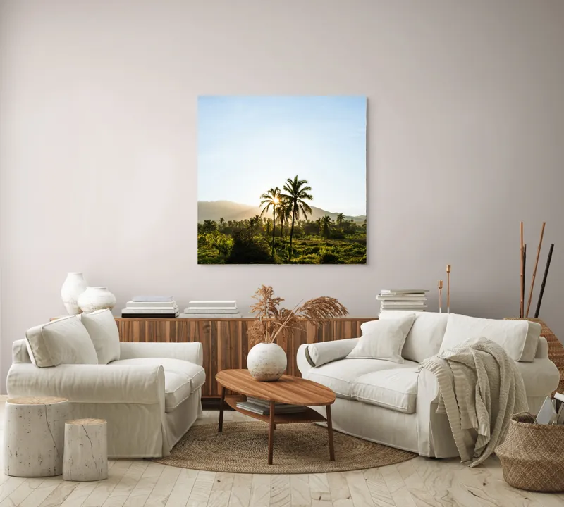 Tablou Canvas, "Răsărit în paradisul tropical", 100 x 100 cm – poza 3