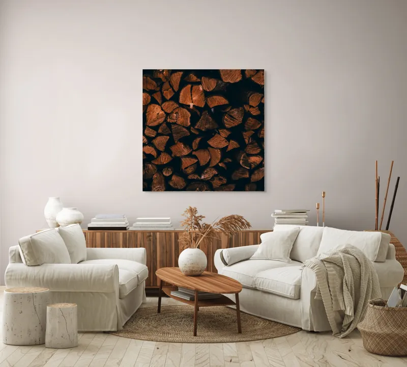 Tablou Canvas, "Stive de lemne întunecate și dense", 100 x 100 cm – poza 3