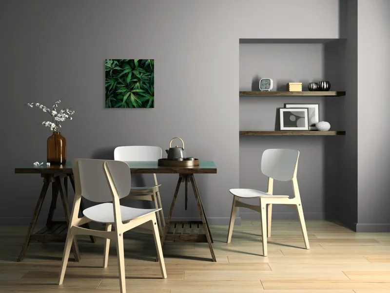 Tablou Canvas, "Frumusețea ploii printre frunze verzi", Frunze, Verde, Picături, Plante, Natură, Prospețime, Abundență, Textură, Viu, Lucios, 50 x 50 cm – poza 8
