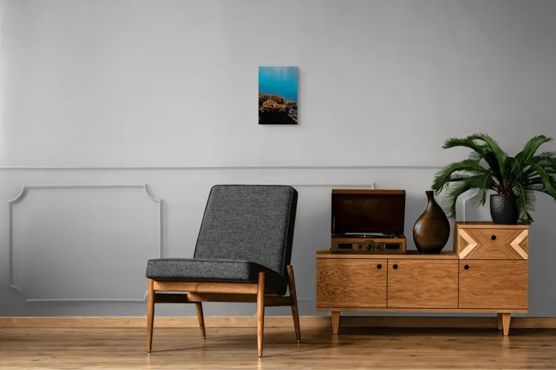 Tablou Canvas, "Corali în lumina strălucitoare a oceanului", Corali, Apă, Lumină, Albastru, Natură, Ecosistem, Ocean, Scufundare, Razele Soarelui, Viață Marină, 26 x 39 cm – poza 8