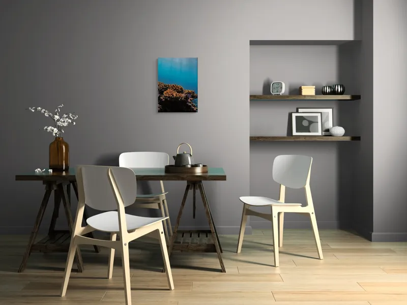 Tablou Canvas, "Corali în lumina strălucitoare a oceanului", Corali, Apă, Lumină, Albastru, Natură, Ecosistem, Ocean, Scufundare, Razele Soarelui, Viață Marină, 39 x 54 cm – poza 7
